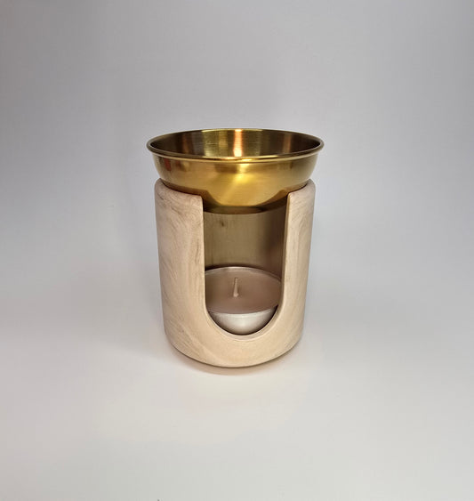 מבער קטן עבודת יד בגוונים שונים עם צלוחית נירוסטה בזהב או בכסף